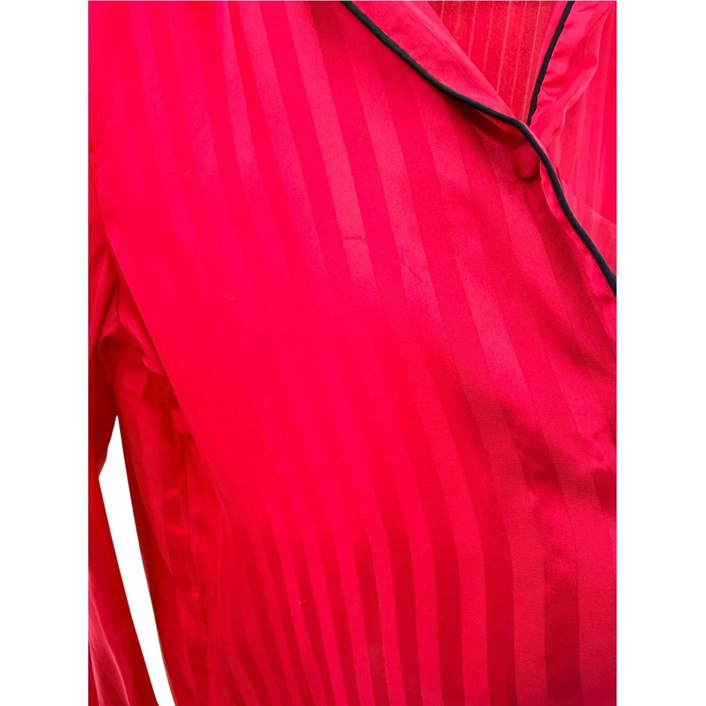House of Harlow 1960 Red Satin Shadow Stripe Pajama Set Large Button Down Pants
